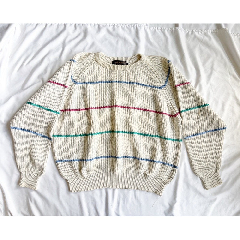 Vintage 90s Eddie Bauer Striped Knit Sweater Size XL